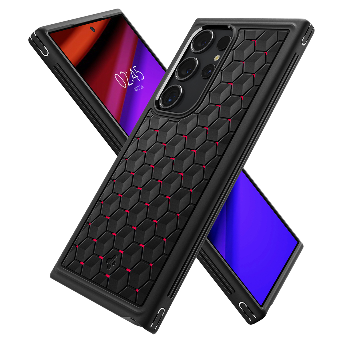 Etui od marki Spigen z serii Cryo Armor do Galaxy S24 Ultra, czarno-czerwone